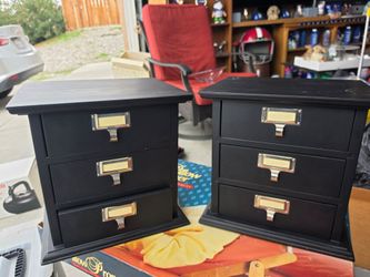 Black 3-Drawer Desktop Storage Organizer Set of 2