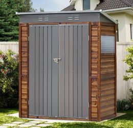 New in Box 5 ft. W x 3 ft. D Outdoor Storage Brown Wood Shed with Sloping Roof
