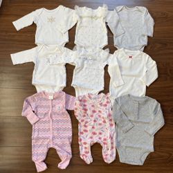 3-6M Baby Girls’ Long-Sleeve Bodysuit 9-piece Bundle