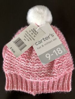 New with tags, Carter’s hat and mittens set