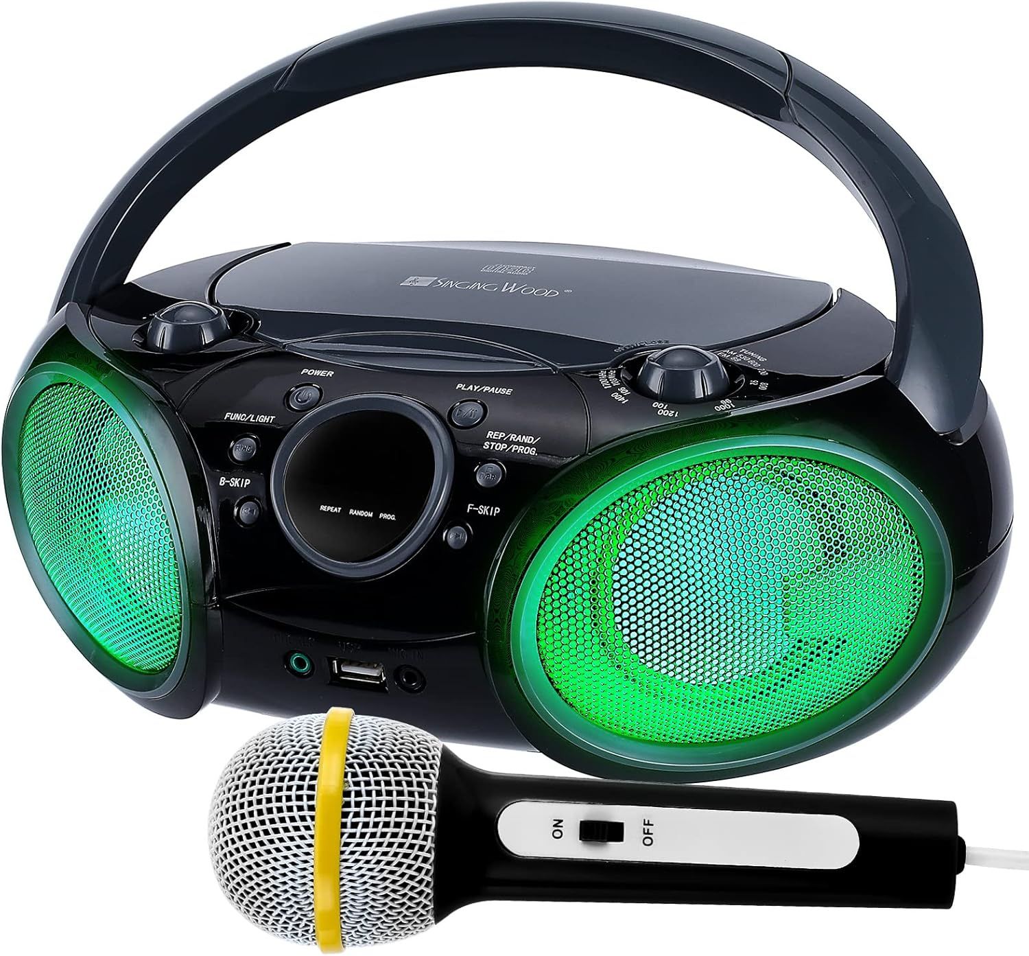 SingingWood NP030AB-GK Portable Karaoke System, Portable CD Player Boombox with Bluetooth for Home AM FM Stereo Radio, Headphone Jack