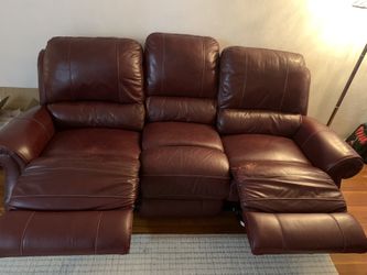 Red Leather Recliner Sofa 3 Seater 