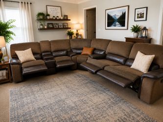 Brown Reclining Sectional w/ Cupholders