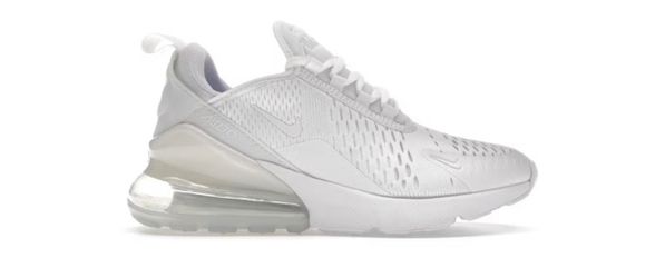 Size 7 Y Nike Air Max 270 White Metallic Silver (GS)