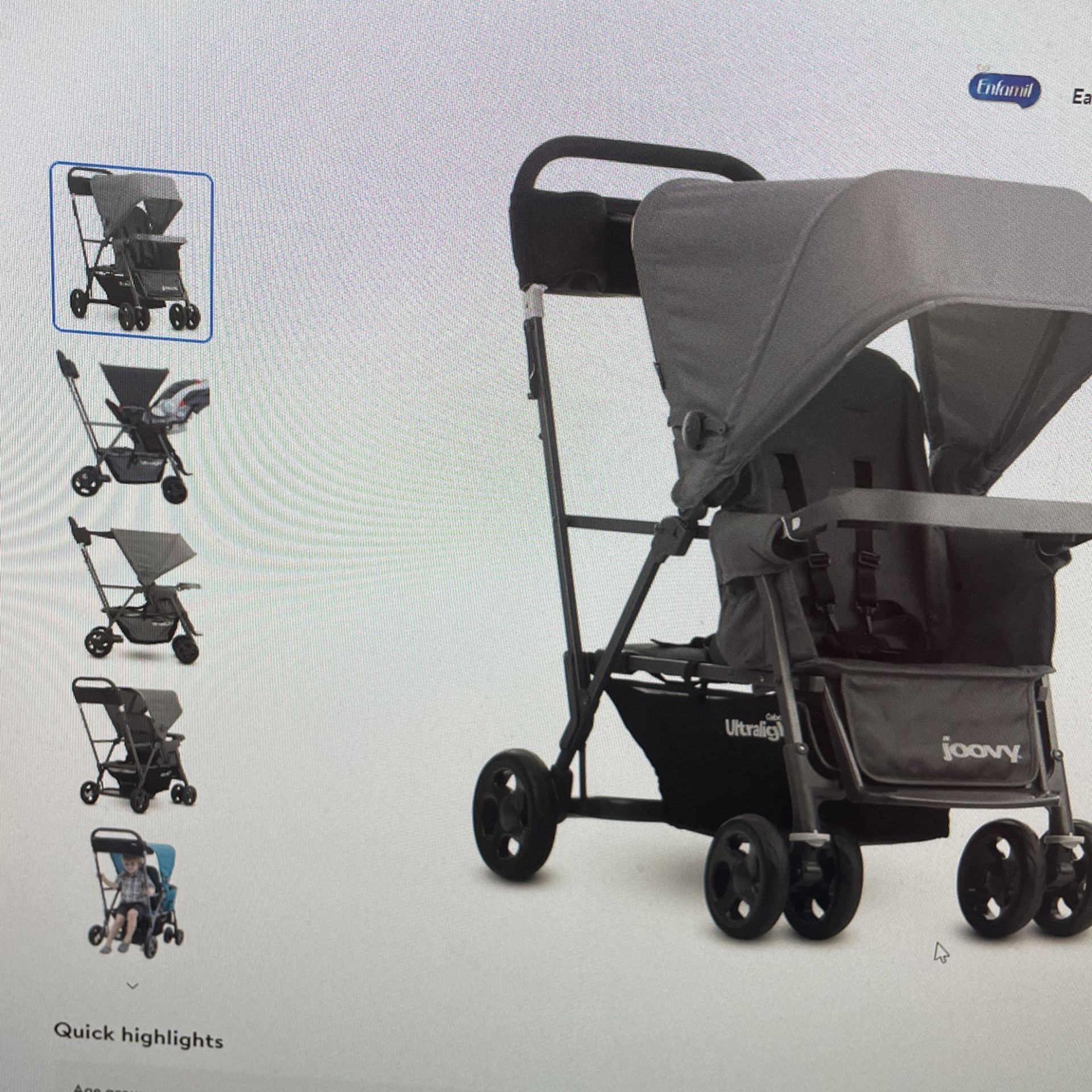 Joovy Caboose Ultralight Sit Stand Double Stroller (No Haggle)