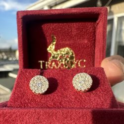14k Gold Diamond Stud Earrings By TRAXNYC