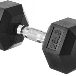 Set of 2 Rubber Hex Dumbbell Hand Weights – 25 lb Each (50 lb Total)