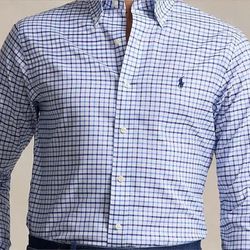 Polo Custom Fit Plaid Pinpoint Oxford Shirt, Medium
