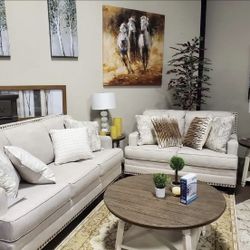 Claredon Linen Living Room Set (Sofa Loveseat , Couch Sectional Options 