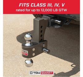 TowSmart Adjustable Tri-Ball Mount with Interchangeable Hitchballs, 55/8" Drop, 12,000-Ib.
