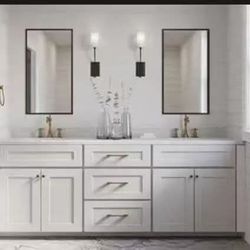72 Inch Solid White Vanity With Double Sink
