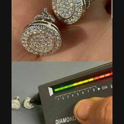 Real 925 Silver Iced Moissanite Hip Hop Earrings Studs Pass Diamond Tester