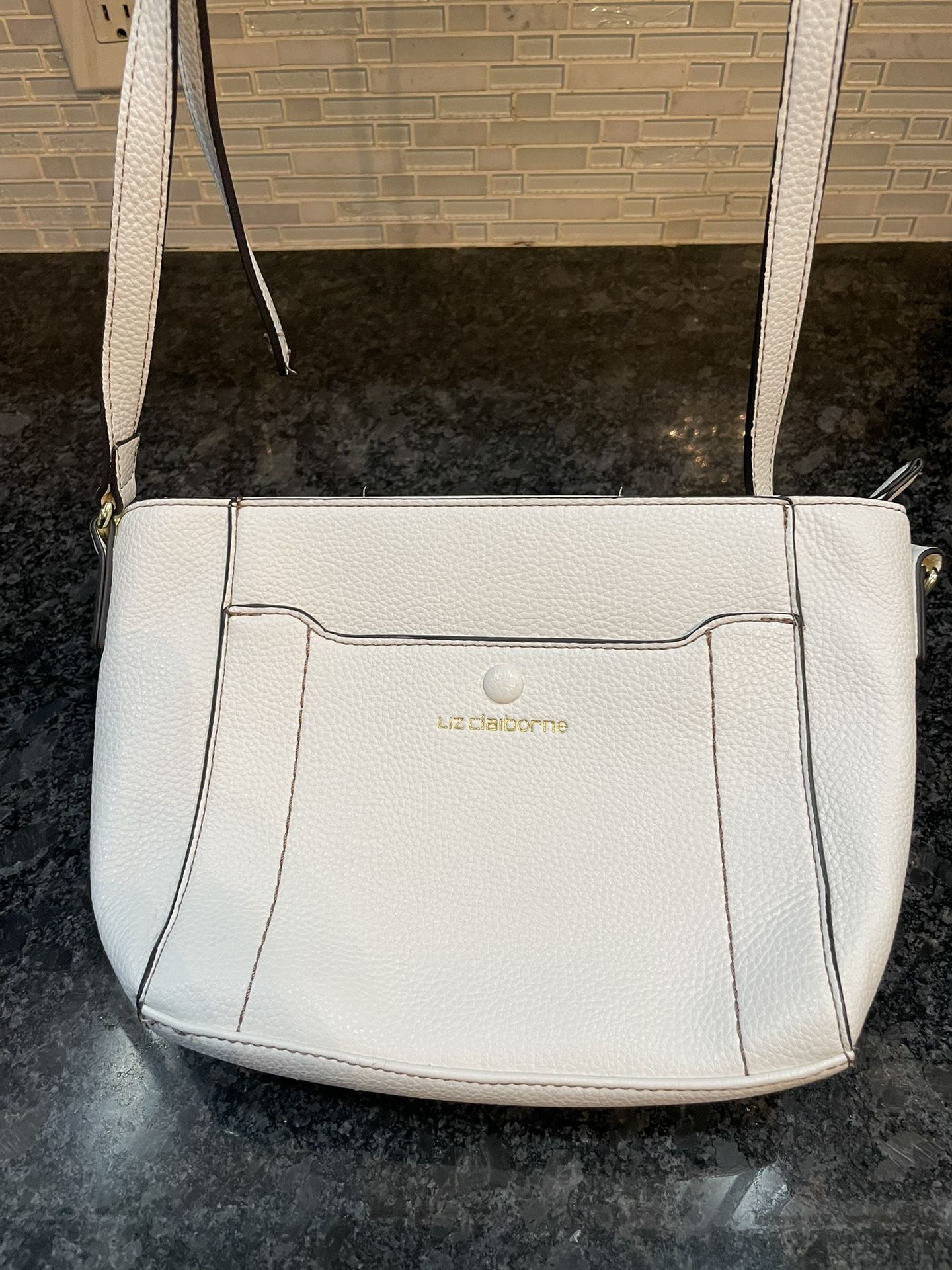 Liz Claiborne White Crossbody Zip Closure Small Purse