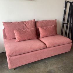 Pink Armless Love Seat Sofa 