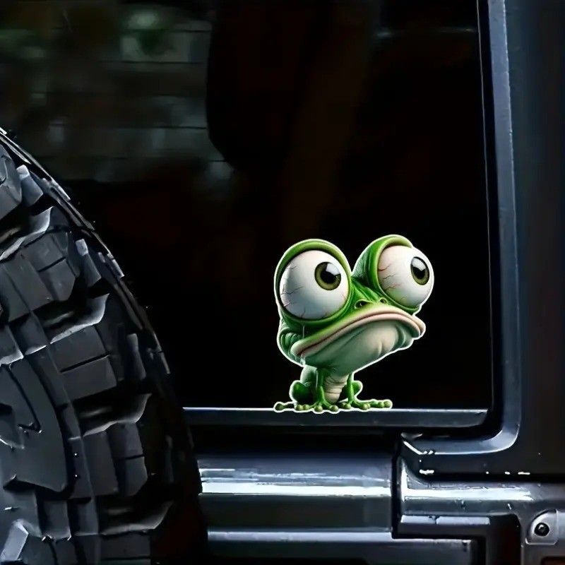 2pcs 3D cartoon frog stickers - vinyl stickers, suitable for car stickers, motorcycle stickers, laptop stickers, skateboard stickers