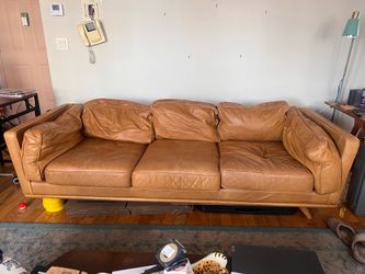 90” Tan Leather Sofa - PICKUP ONLY