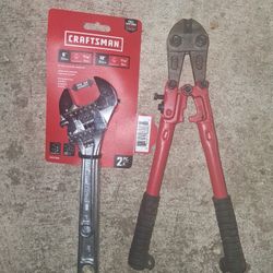 Craftsman 6" & 10" Adjustable Wrench  & 12" Bolt Cutter  / Both For 