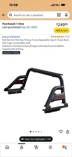 Truck roll bar