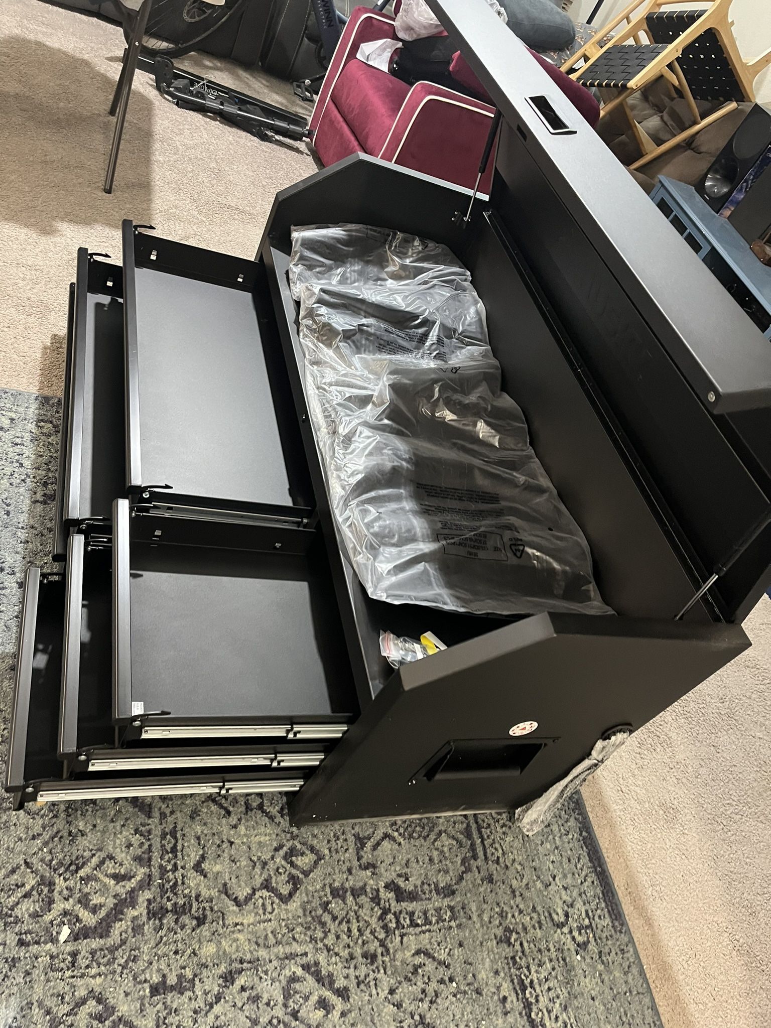 Husky black tool chest 56" L x 22" W x 27" H AS IS Top ONLY