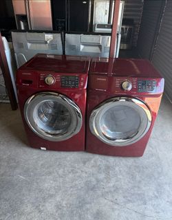 Maroon Samsung Washer And Electric Dryer Matching Set