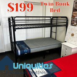 Twin Over Twin Black Bunk Bed ✅ Financing Available - Bad or No Credit Accepted ✅ 