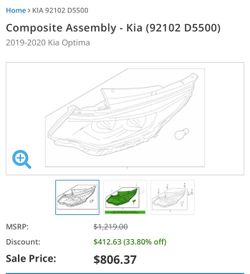 Kia Optima 2019-2020 Headlight RH