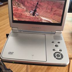 huge silver portable dvd player