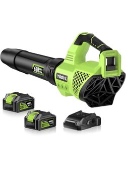 Leaf Blower Cordless, 650CFM Electric Leaf Blowers with 2 x 5.2Ah Batteries and Charger, 3 Speed Modes, 1 x Adjustable Shoulder Strap, Powerful Blower