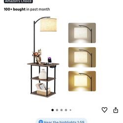 Lamp with Table,Lamps for Nightstand with Charging Station(USB & Type-C & AC Port), 3 Color