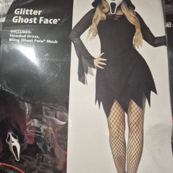 Glitter Ghost Face Halloween Costumes Adult