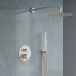 2-Function Shower System with 10 Rainfall Shower Head & Handheld, 304 SS, Brushed Nickel