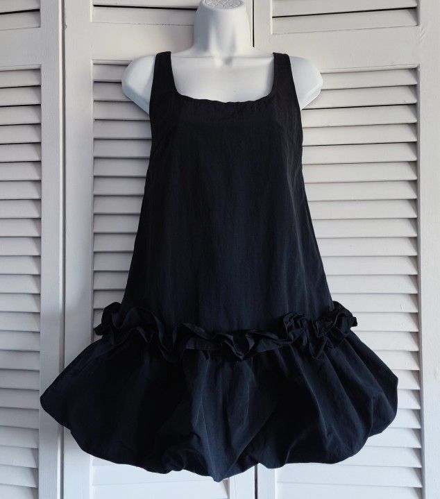 Babytouch French Style Puffy Dress Elegant Bud Black Mini Dress Women, Size S, Pre-owned
