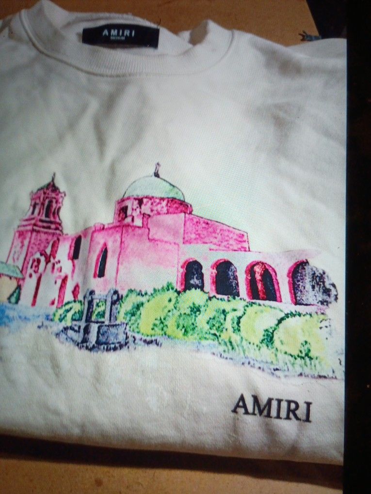 AMIRI CLOTHING COMPANY GRAPHIC PRINT DESIGNER 100% COTTON CREW NECK FLEECE LONG SLEEVE SWEATER SIZE MEDIUM