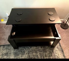 Black Lift-Top Coffee Table with Storage + Free Coasters