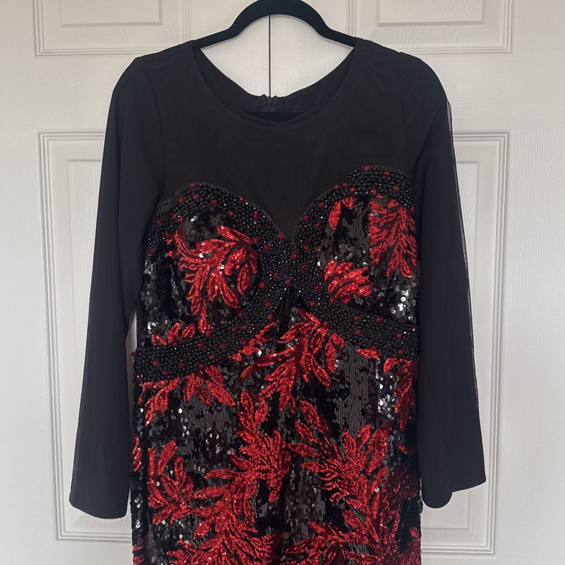 Sequin Block And Red Dress