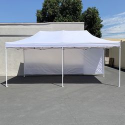 (NEW) $220 Heavy-Duty Canopy 10x20 ft with (2 Sidewalls), EZ Popup Shade Outdoor Gazebo, Carry Bag 