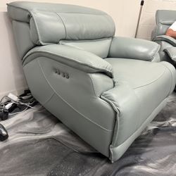 Automatic Leather Reclining Chairs – Sage Green (Set of 4 or Individual)