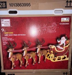 Christmas Blow Mold Santa’s Sleigh and Reindeers
