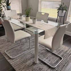 Glass Dining Table with Four Chairs
