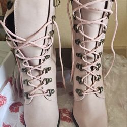 Very Cute JoJo Pink Lace Up Ladies Boots- New In Box