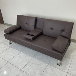 New in box $155 Sofa Bed Futon Convertible Folding Recliner Couch Furniture 65x30x31” Cup Holder 