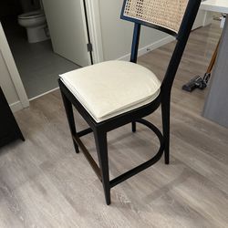 Crate And Barrel Lisby Cane Counter Stool / Bar Stool Chairs x 2
