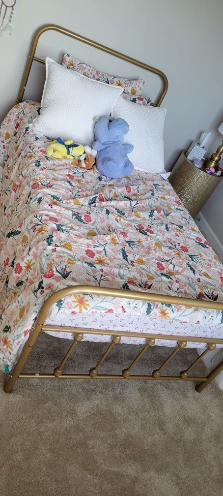 Twin Gold Bed Frame And Mattress