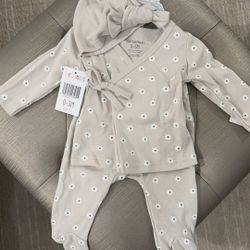 Brand New With Tags Zoe & Miles 3 Piece Playwear Set Of Wrap Over Shirt | Pants | Hat
