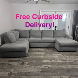 Free Curbside Delivery! Double Chaise Sectional Couch Sofa