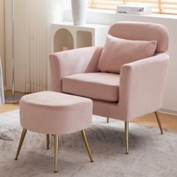 New Pink chair and ottman set