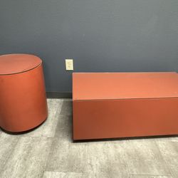 Modern Orange drum side table & matching rectangular coffee table