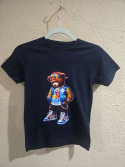 Kids Fashion Cool Cute Bear Puzzle Shirt, Navy Blue, Size Small