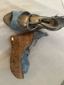 Louis Vuitton Denim Wedge Sandals