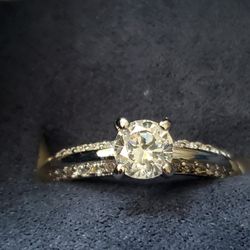 Solitaire Diamond rhodium over Sterling Silver Small Diamond On Shanks, Size 8, New, Never Worn $175